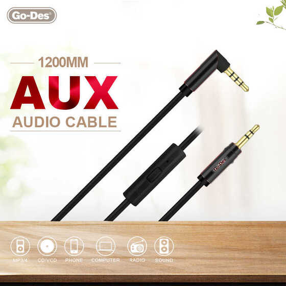 Go Des GAC-207 Aux Audio Kablo L Tipi Mikrofonlu 3.5 mm Ses Kablosu 120 cm