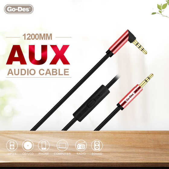 Go Des GAC-207 Aux Audio Kablo L Tipi Mikrofonlu 3.5 mm Ses Kablosu 120 cm