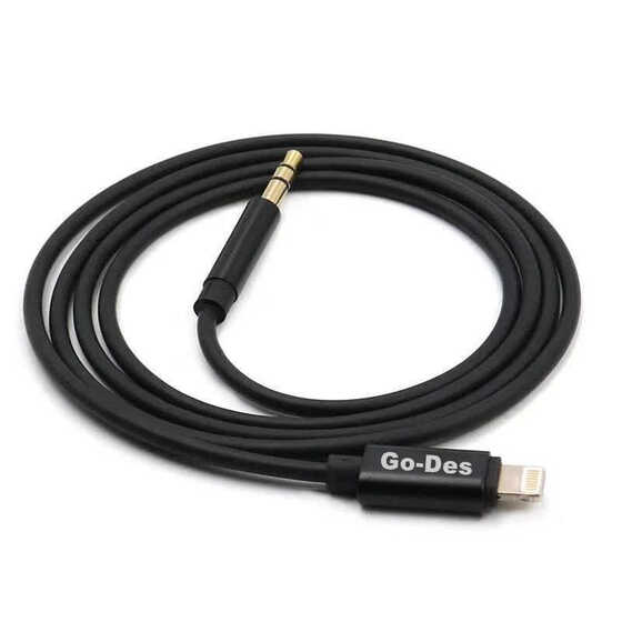 Go Des GAC-301 Lightning Aux Kablo 3.5 mm Ses Kablosu 100 cm Sağlam Kumaş Örgü