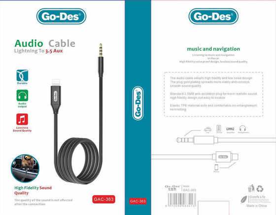 Go Des GAC-363 Lightning To 3.5mm Aux Kulaklık Dönüştürücü Ses Kablosu