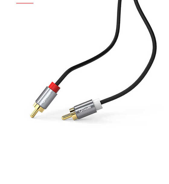 Qgeem QG-AU09 3.5mm to RCA Audio Kablo 5 metre / Aux to 2 x RCA Erkek (Analog) Ses Kablosu Hi-Fi
