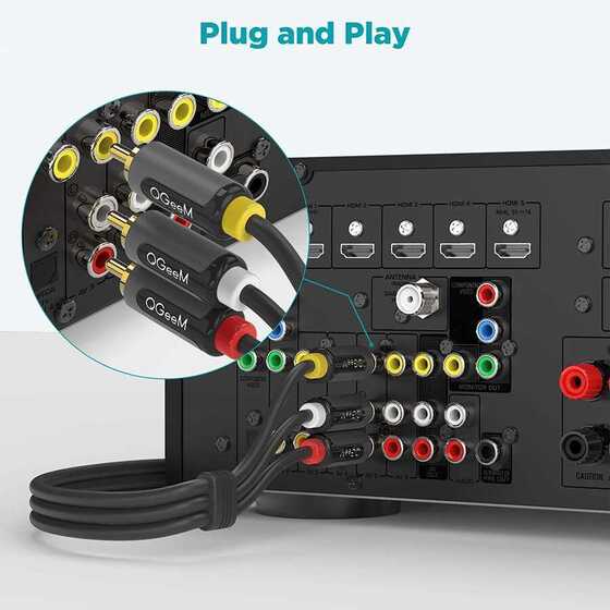 Qgeem QG-AU13 Üçlü RCA Audio Kablo 305 cm / 3 x RCA Erkek (Analog) Ses Kablosu Hi-Fi - Male to Male